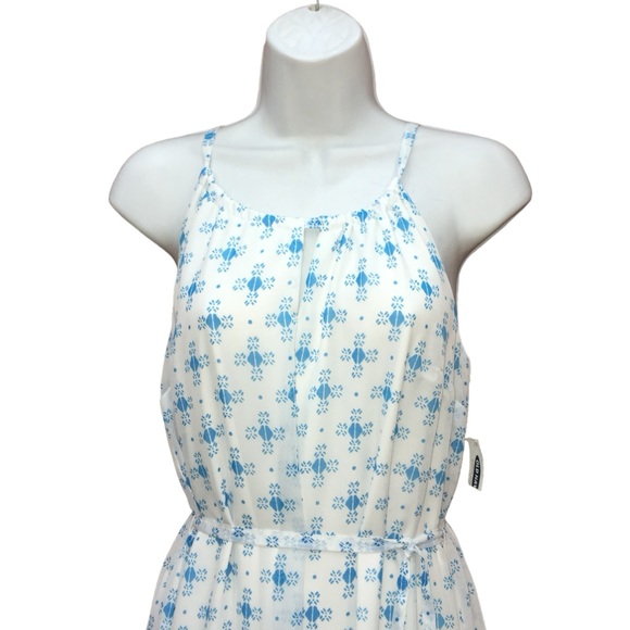 NWT Old Navy Geometric Print White Blue Long Maxi Dress - Women’s XS - Picture 2 of 14